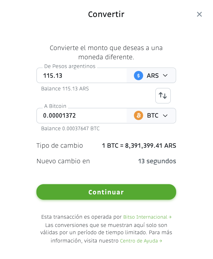 Convertí tus monedas desde Bitso.com – Centro de Ayuda