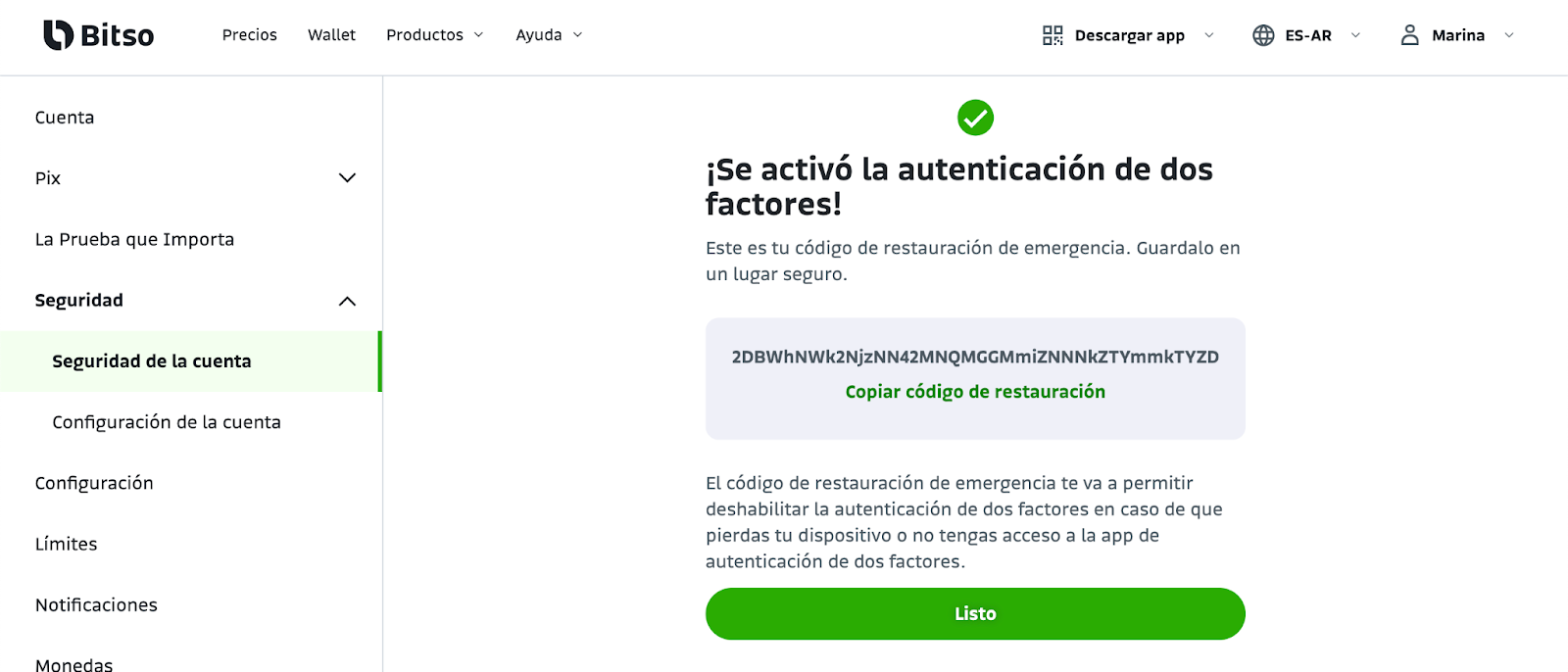 Activá la seguridad 2FA en tu cuenta – Centro de Ayuda